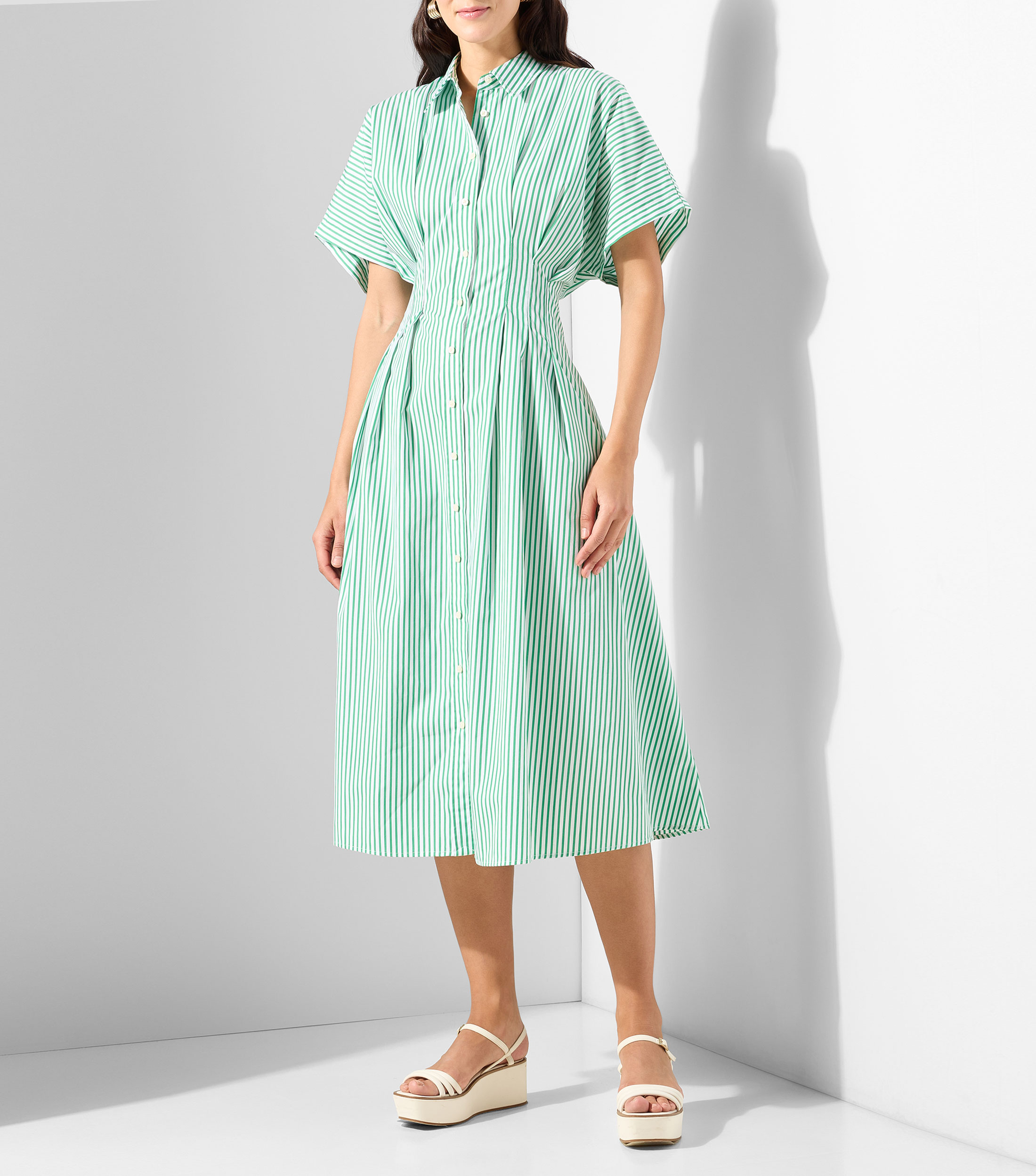 Vestido midi rayas Mujer